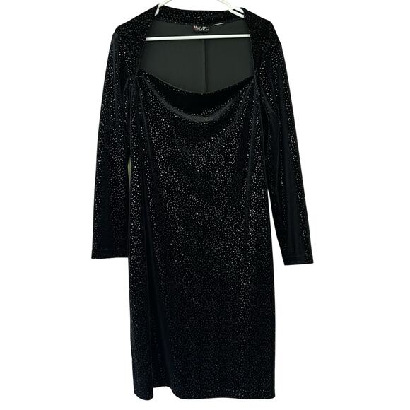 Helen Blake Velvet Long Sleeve Square Neck black shift Dress whimsigoth fairy M - Picture 1 of 10